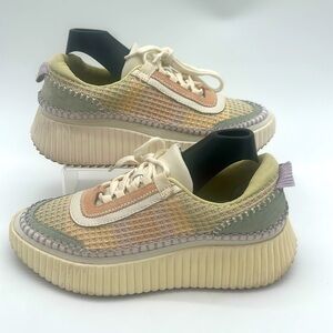 Dolce Vita Dolen Multi Pastel Stripe Knit Chunky Platform Sneakers Women's 7.5